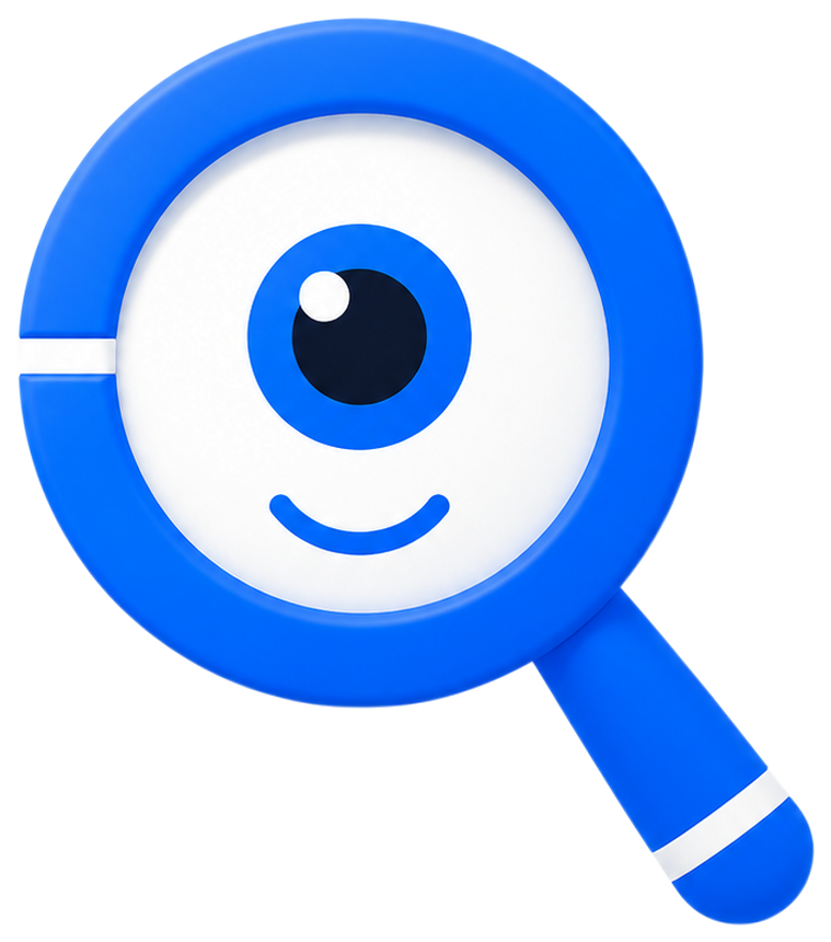 The Bazaar lens, a magnifying glass mascot with one curious eye